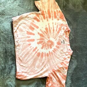 pink and white tie dye elastic band crop
